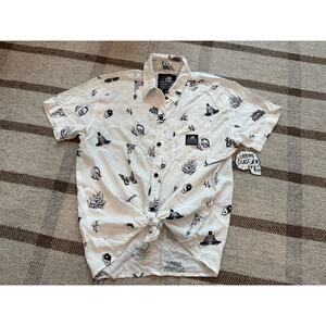 Lurking Class Sketchy Tank White Short Sleeve Tie Button Up Shirt Women’s Small